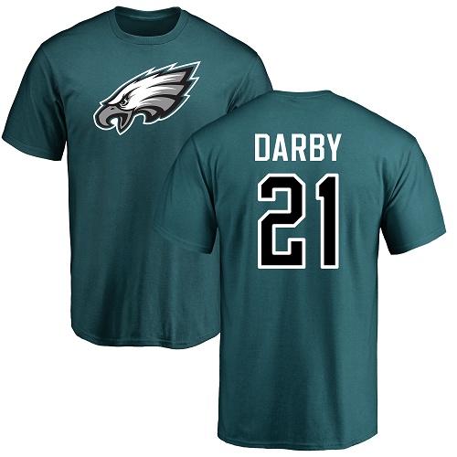 Men Philadelphia Eagles #21 Ronald Darby Green Name and Number Logo NFL T Shirt